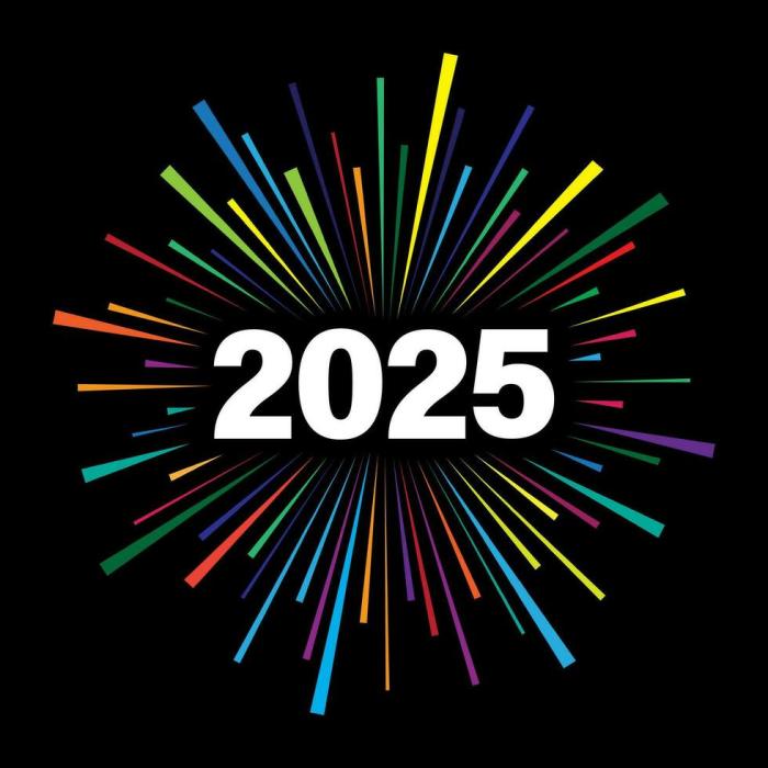 Dekorasi tahun baru 2025 dengan lampu proyektor