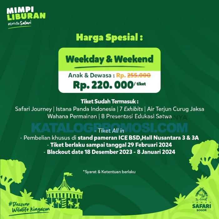 Paket liburan keluarga tahun baru 2025 ke Taman Safari dengan melihat hewan