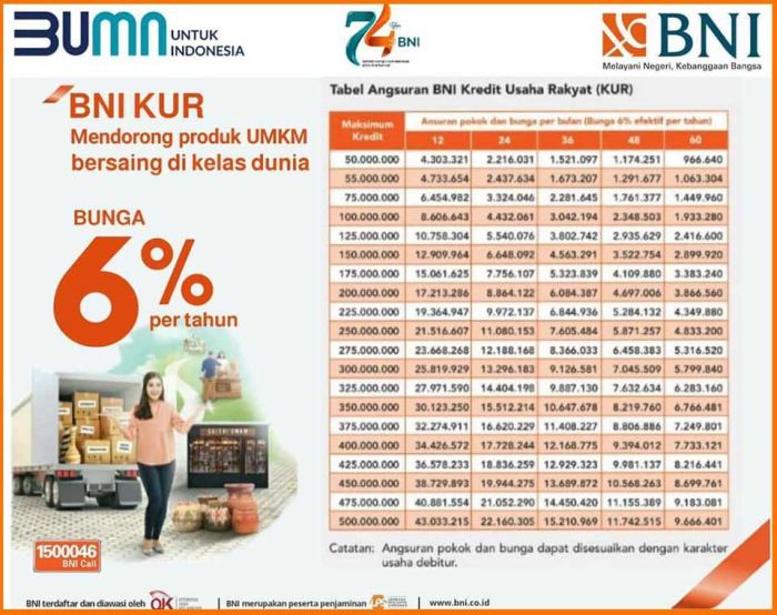 Rincian Pinjaman Kur BNI 2025