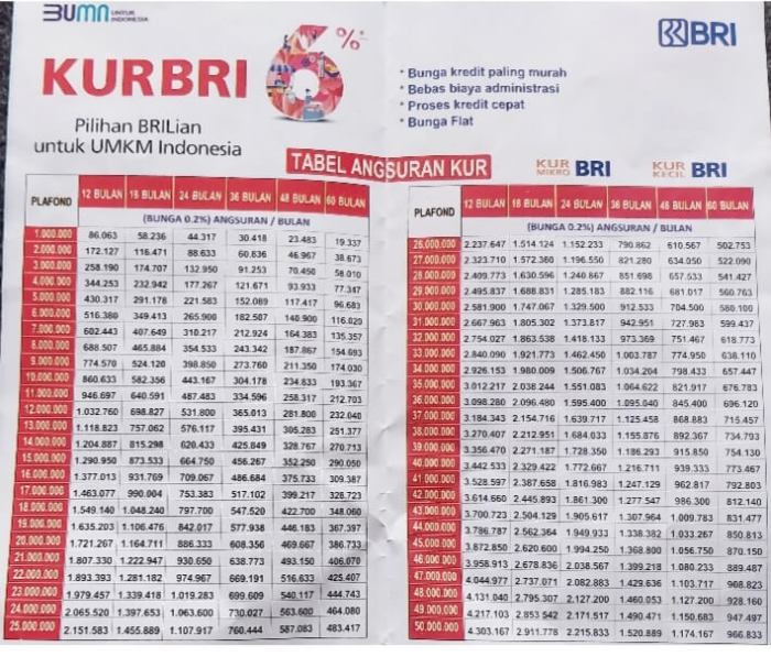 Tabel Pinjaman BRI 2025 Untuk Pensiunan