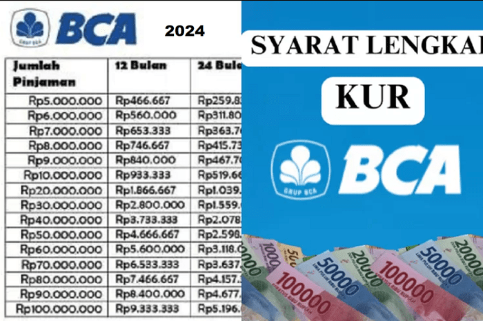 Tabel Pinjaman Kur BCA 2025 50 Juta