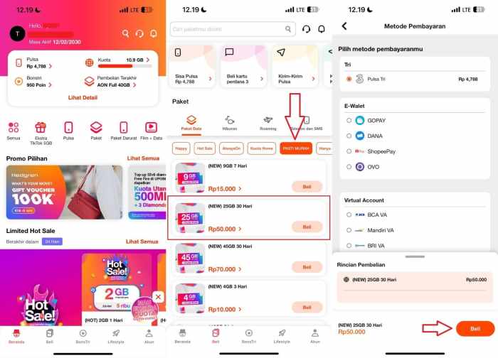 Cara Paket Chat Tri 5000 1 Bulan Tanpa Aplikasi 2025
