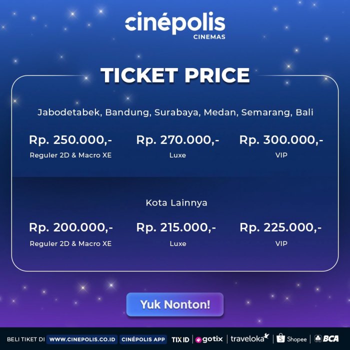Apakah ada promo tiket film [judul film] pada tanggal 1 Januari 2025?