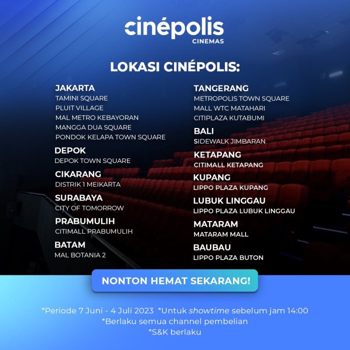 Apakah ada diskon khusus di bioskop pada tanggal 1 Januari 2025?