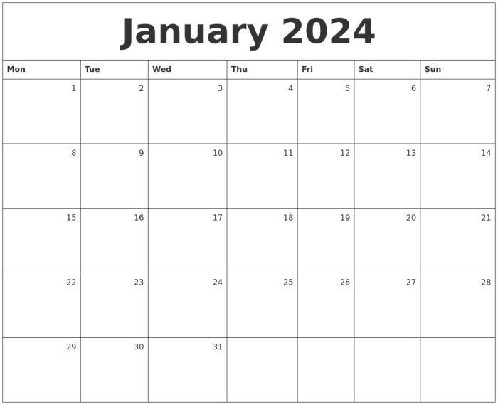 Tanggalan Di Bulan Januari 2025
