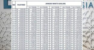 Tabel Angsuran KUR Bsi 2025 Terbaru