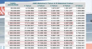 Tabel Angsuran BNI Non KUR 2025