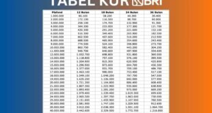 Tabel Angsuran KUR 100 Juta BRI 2025