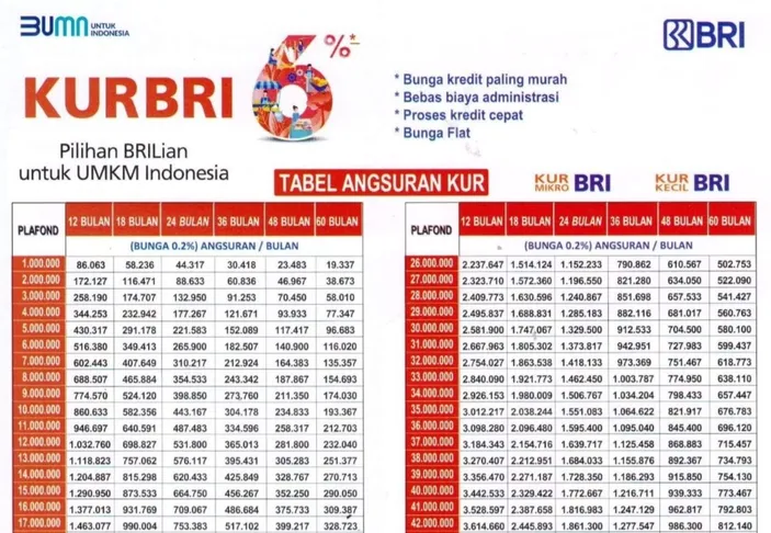 Tabel Pinjaman Non KUR BRI 2025