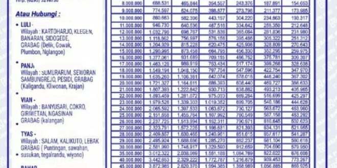 Daftar Angsuran BRI Non KUR 2025 Terbaru