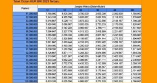 Tabel KUR BRI 60 Juta 2025