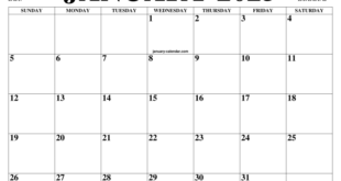 Calendar january printable monthly calendars 2025 july pdf monday 2027 2029 2030 2021 october start calendarzoom