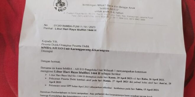 Surat Edaran Libur Hari Raya Idul Fitri 2025