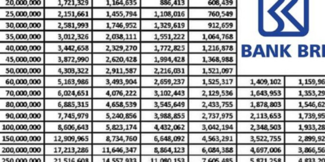 Cek Tabel Angsuran KUR BRI 2025