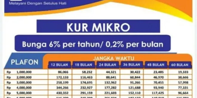 50 Juta Tabel Angsuran KUR BRI 2025