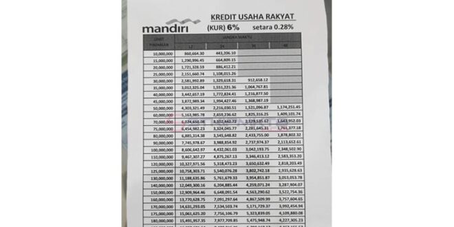 Data Angsuran KUR Mandiri 2025