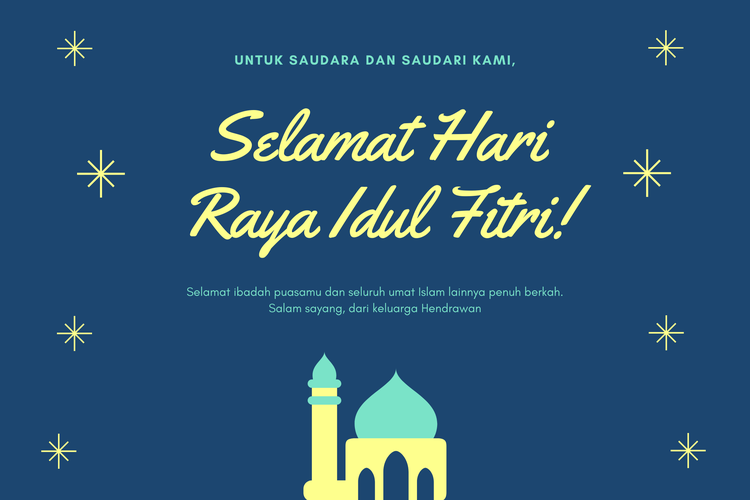 Lebaran idul fitri ucapan selamat raya hari contoh matamata suara iqbal cocok sampai ucap jangan benar galungan kuningan serta bahasa Kartu Ucapan Idul Fitri 2025 Canva