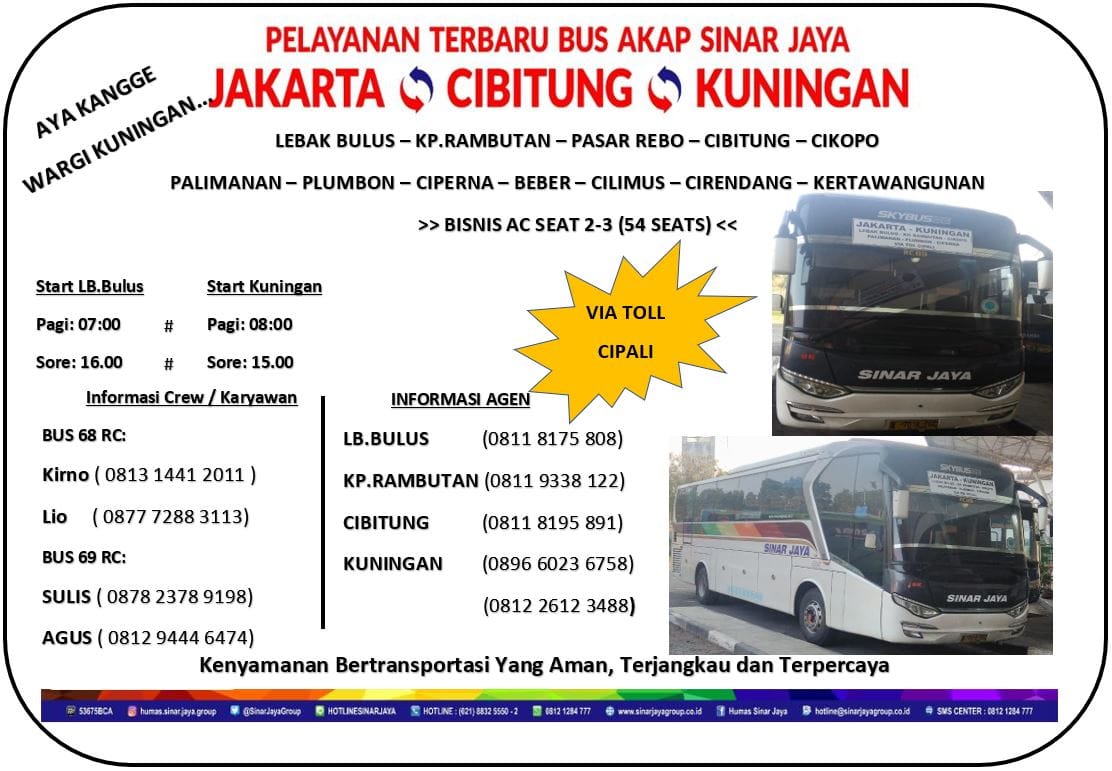 Harga Tiket Bus Lebaran  2025 Sinar Jaya Jakarta Wonosobo