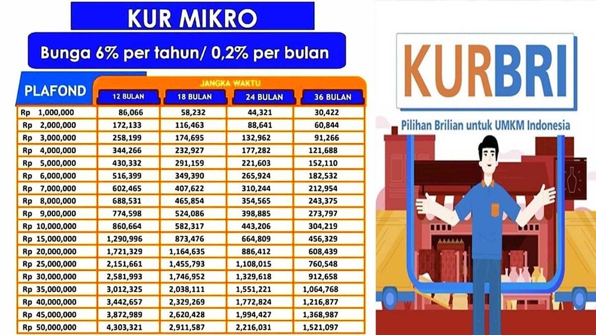 Daftar Tabel KUR BRI 2025 Terbaru