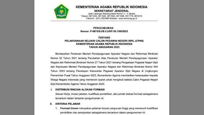 Pengumuman CPNS Kemenag 2025