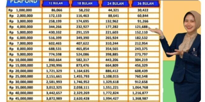 Tabel Angsuran BRI Non KUR 2025 50 Juta