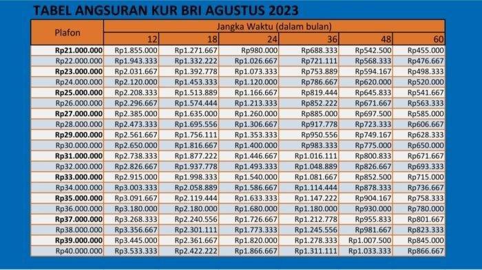 Angsuran KUR BRI 2025 Terbaru