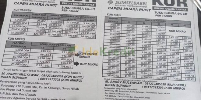 Kur sumsel babel syarat bunga tabel angsuran