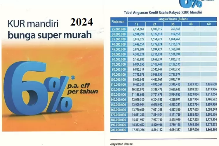 Tabel Pinjaman Mandiri 2025 Non KUR 200 Juta