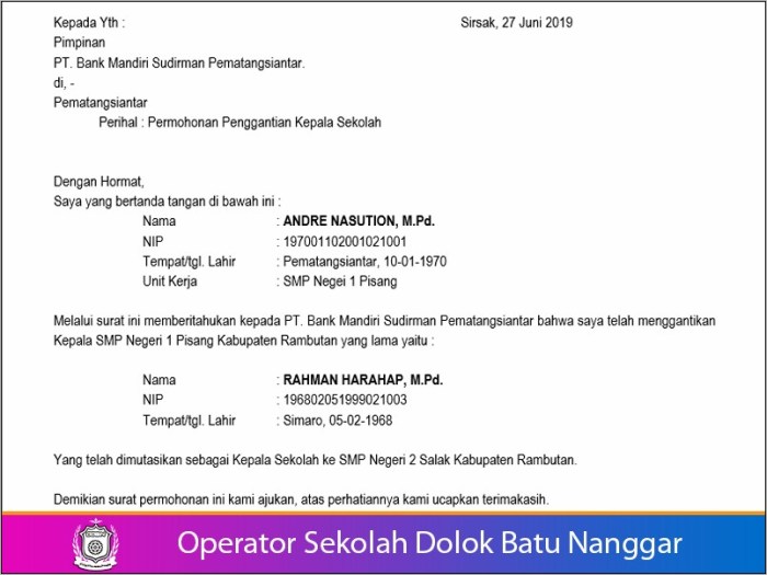 Contoh Surat Permohonan Bantuan Bop Mdt 2025