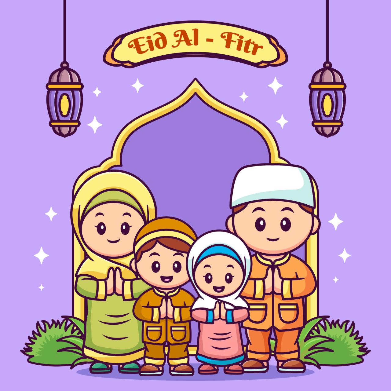 Gambar Ucapan Idul Fitri 2025 Kartun
