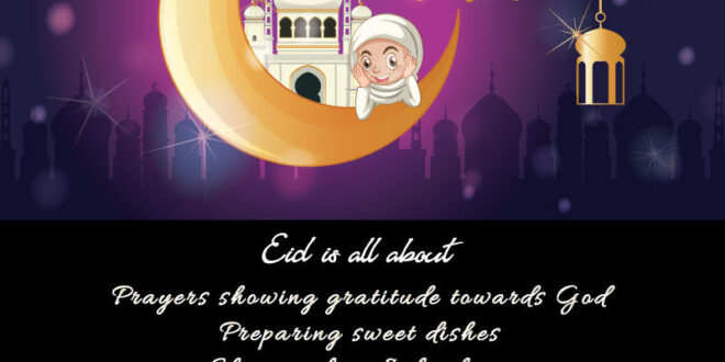 Eid mubarak card islamic moon vettoriale araba auguri calligrafia biglietto