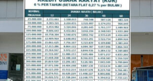 Tabel Pinjaman BNI 2025 Non KUR 500 Juta