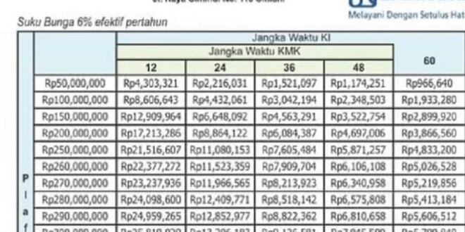 Tabel KUR BRI 100jt 2025