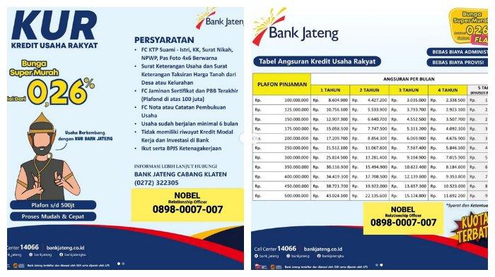 Tabel Angsuran Bank Jateng 2025 Non KUR