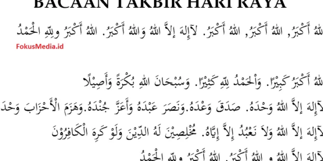 Teks Takbiran Idul Fitri 2025