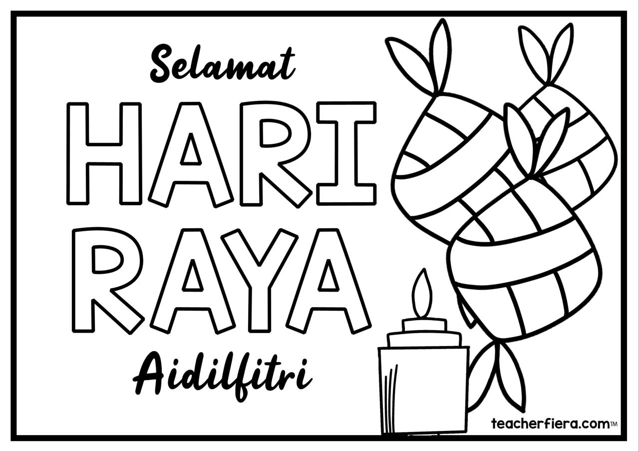 Gambar Mewarnai Selamat Hari Raya Idul Fitri 2025