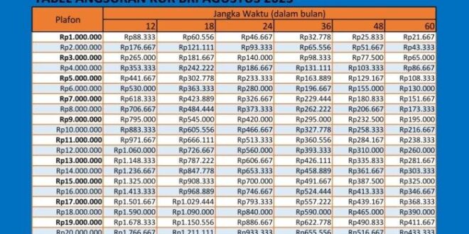 Data Angsuran KUR BRI 2025