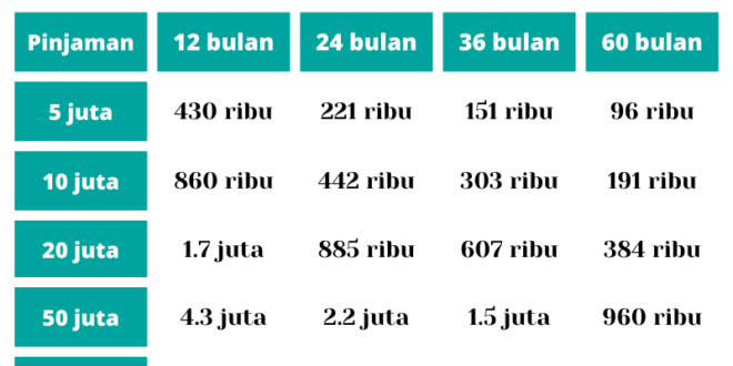 Tabel Angsuran Bsi Non KUR 2025