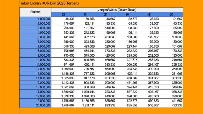 Plafon Kredit KUR BRI 2025