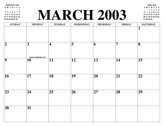 Kalender Jawa Maret 2003