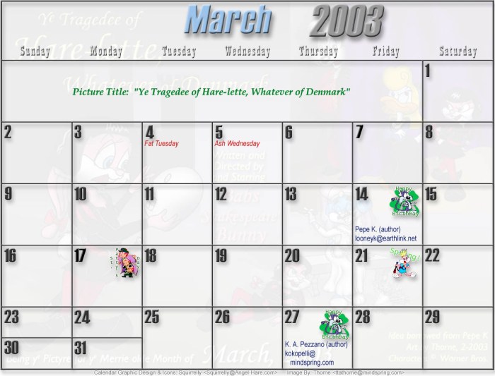 Kalender Jawa 2003 Maret