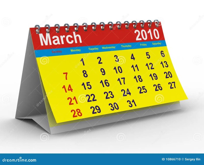 Calendar march 2010 year diary preview 10 Maret 2010 Hari Apa