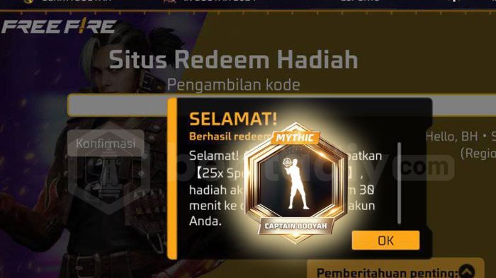 Kode Redeem FF 24 Maret 2025