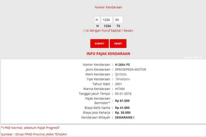 Cek Pajak Online Jawa Tengah 2025