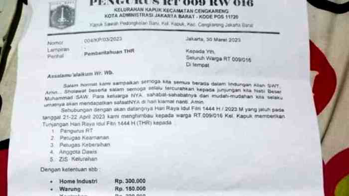 Surat Permohonan THR Maret 2025 Rt