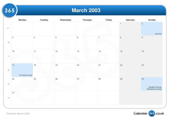 2003 calendar march printable Kalender Jawa 2003 Maret