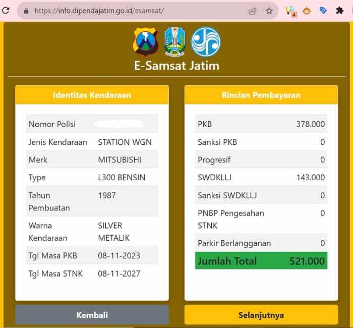 Cek Pajak Kendaraan Lampung 2025