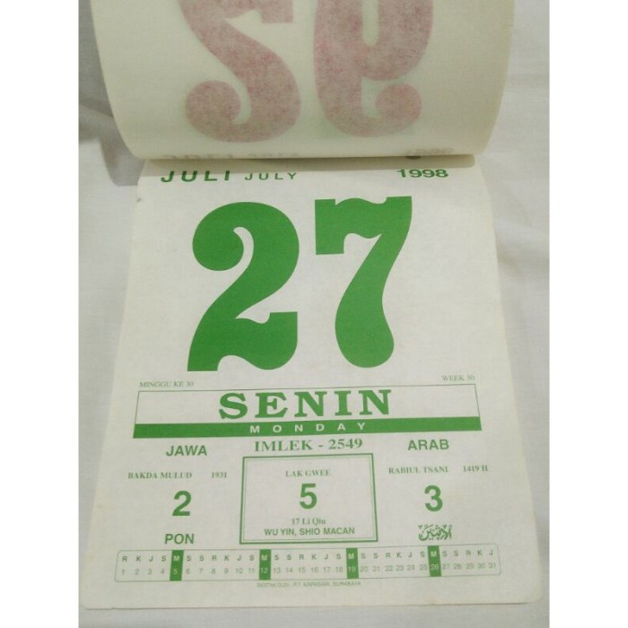 Kalender januari lengkap weton februari gaya kualitas inspirasi Kalender Jawa Maret 1998