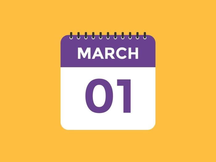 Tanggal 1 Maret Hari Apa