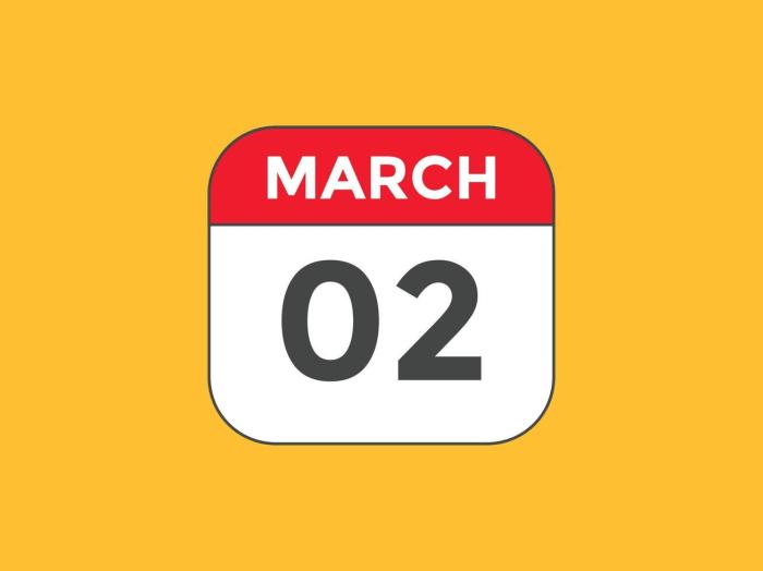 March calendar day background blocks textured empty month second space text white black 2nd 2 Maret Hari Apa
